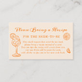 Orange Aperol Spritz Brautparty Rezept Anfrage Begleitkarte (Vorderseite)