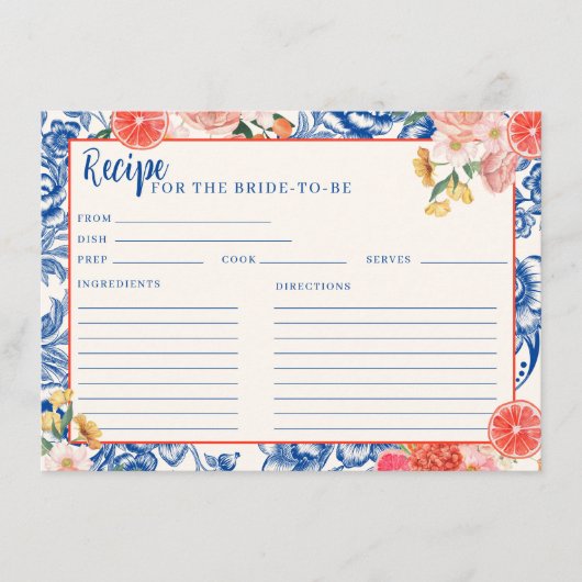 Orange Aperol Spritz Brautparty Rezept Card Begleitkarte (Vorderseite)