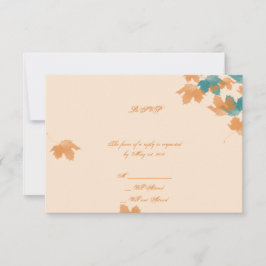 Orange Aqua Autumn Mapsleaf Response Card RSVP Karte