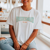 Orange + Aqua Faux Glitter BRIDESMAID Bachelorette T-Shirt