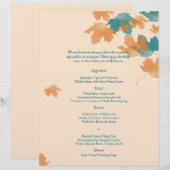 Orange Aqua Herbst Maple Leaf Hochzeitsmenü (Vorne/Hinten)