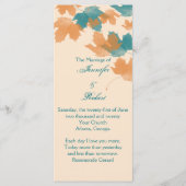 Orange Aqua Herbst Maple Leaf Hochzeitsprogramm Programm (Vorderseite)