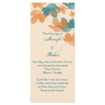 Orange Aqua Herbst Maple Leaf Hochzeitsprogramm