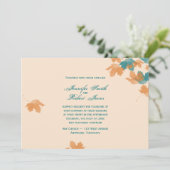 Orange Aqua Herbstmapelleaf Einladung zur Hochzeit (Stehend Vorderseite)