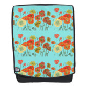 Orange Aqua Poppy Aquarelltasche Rucksack (Vorderseite)