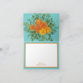 Orange & Aqua Wedding Modern Floral Dankeskarte (Innenseite)