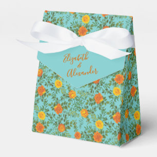 Orange & Aqua Wedding Modern Floral Geschenkschachtel