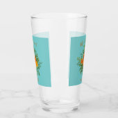 Orange & Aqua Wedding Modern Floral Glas (Links)