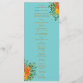 Orange & Aqua Wedding Modern Floral Menükarte (Rückseite)