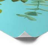 Orange & Aqua Wedding Modern Floral Poster (Ecke)