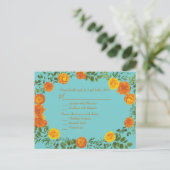 Orange & Aqua Wedding Modern Floral Postkarte (Stehend Vorderseite)