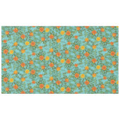 Orange & Aquamarin Aqua Peony Rose Blumenzwiese Tischdecke (Vorderseite (Horizontal))