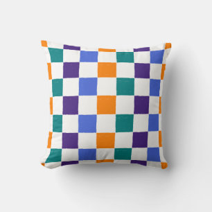Orange, Aquamarin, blau, Lila Kissen