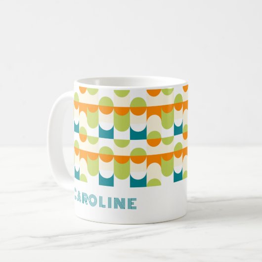 Orange Aquamarin Blue Lime Green Midyear Art Patte Kaffeetasse (Vorderseite Links)