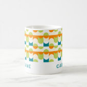 Orange Aquamarin Blue Lime Green Midyear Art Patte Kaffeetasse (Mittel)
