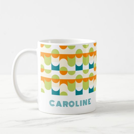 Orange Aquamarin Blue Lime Green Midyear Art Patte Kaffeetasse (Links)