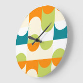 Orange Aquamarin Blue Lime Green Retro Art Muster Große Wanduhr (Winkel)