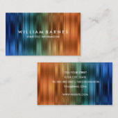 Orange Aquamarin Blue Stripes Business Card Visitenkarte (Vorne/Hinten)