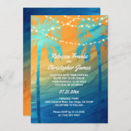 Orange Aquamarin Blue Tropical Wedding Einladungen