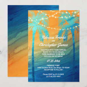 Orange Aquamarin Blue Tropical Wedding Einladungen