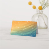 Orange Aquamarin Blue Wedding Palm Tree Platzkarte (Rückseite)