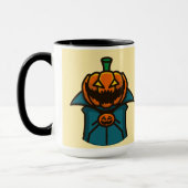 Orange Aquamarin Flat Design Pumpkin Vampire Hallo Tasse (Links)
