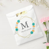 Orange Aquamarin Floral Geometric Wedding Geschenktütchen (Versiegelt)