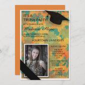 Orange Aquamarin Floral Uni Trunk Party Foto Einladung (Vorne/Hinten)