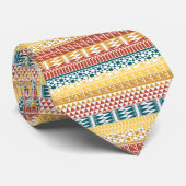 Orange Aquamarin Geometric Aztec Tribal Print Patt Krawatte (Gerollt)