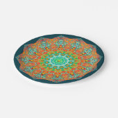 Orange Aquamarin Kaleidoskop Paper Party Teller (Schrägansicht)
