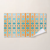 Orange-Aquamarin Kariert Badhandtuch Set (Handtuch)