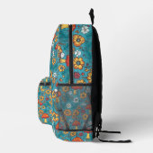 Orange Aquamarin Mushrooms Monogram Name Camp Scho Bedruckter Rucksack (Rechts)