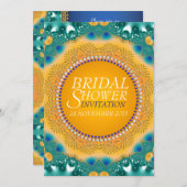 Orange Aquamarin Satin Sparkle Brautparty Einladun Einladung (Vorne/Hinten)