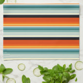 Orange Aquamarin Streifen Geschirrtuch (Gefaltet)