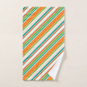 Orange Aquamarin Stripe Monogram Badhandtuch Set (Handtuch)