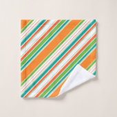 Orange Aquamarin Stripe Monogram Badhandtuch Set (Waschlappen)
