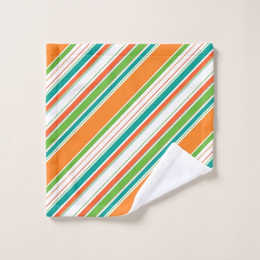 Orange Aquamarin Stripe Monogram Badhandtuch Set (Waschlappen)