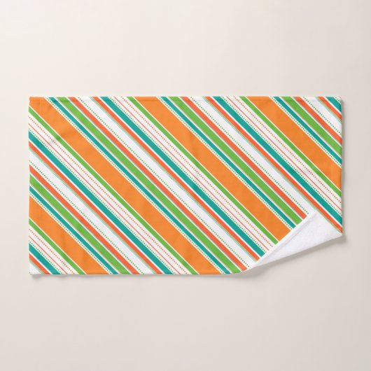 Orange Aquamarin Stripe Monogram Badhandtuch Set (Handtuch)