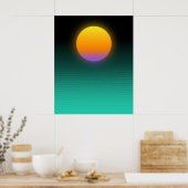 Orange + Aquamarine Vaporwave tropische Sonnenunte Poster (Küche)