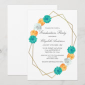 Orange Aquamariner, geometrischer Abschluss Einladung (Vorne/Hinten)