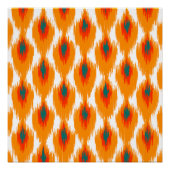 Orange Aquamarines Abstraktes Tribal Ikat Diamond Poster (Vorderseite)