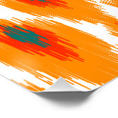 Orange Aquamarines Abstraktes Tribal Ikat Diamond Poster (Ecke)