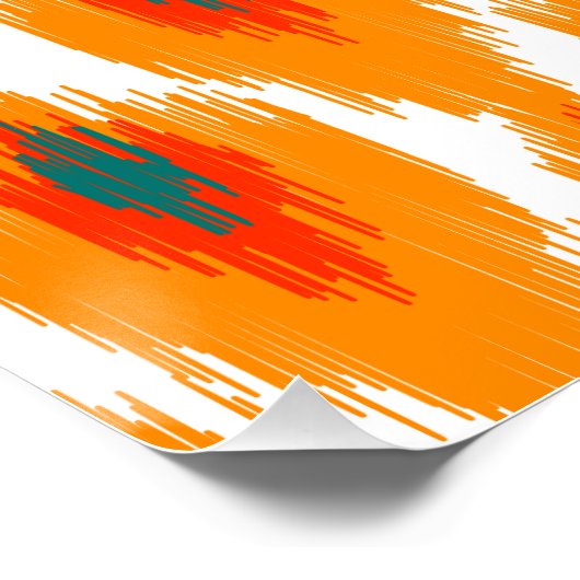 Orange Aquamarines Abstraktes Tribal Ikat Diamond Poster (Ecke)