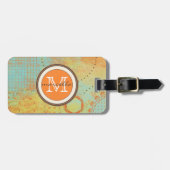 Orange aquamarines Farben-Collagen-Monogramm Gepäckanhänger (Vorderseite horizontal)