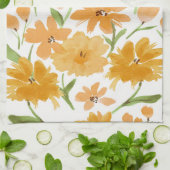 Orange Aquarell Bloms Floral Küche Handtuch (Gefaltet)