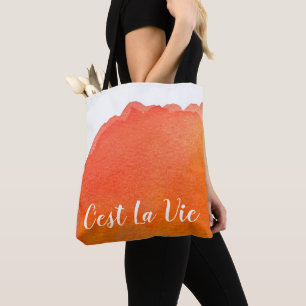Orange Aquarell C'est La Vie Französisch Zitat chi Tasche