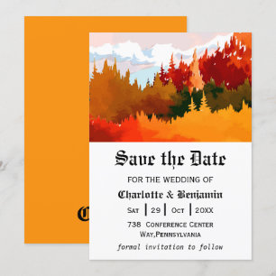 Orange Aquarell Herbstlandschaft Save The Date