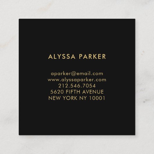 Orange Aquarell-Spritzen auf Schwarzem mit Gold Quadratische Visitenkarte (Rückseite)