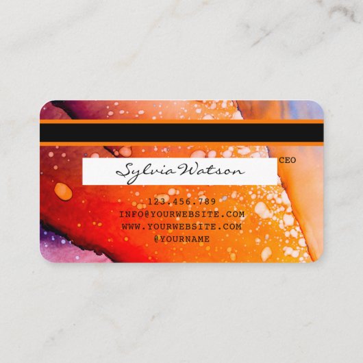 Orange Aquarellfarbe Farbe Kreditkarte Visitenkarte (Rückseite)