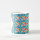Orange Aquarellfarben Muster monogramm Kaffeetasse (Mittel)